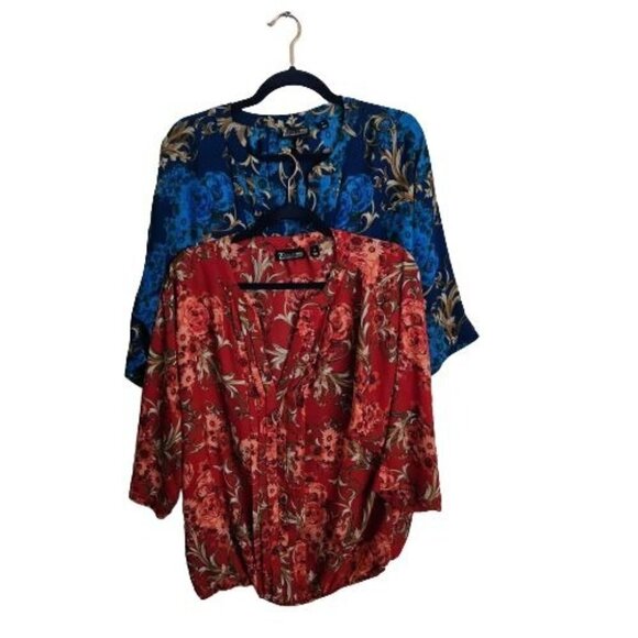 New York & Company Vintage Set Of 2 Popover Blouses Size XL - Picture 1 of 10